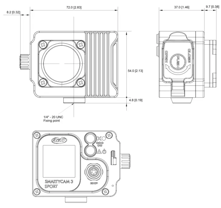 AIM 3 Sport The SmartyCam - SmartyCam 3 Sport dimensions