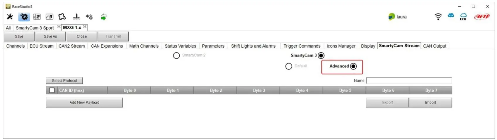 AIM 3 Sport The SmartyCam - configure the Logger