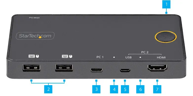 StarTech SV221HUC4K Port 60Hz HDMI KVM Switch USB-C Host Port - Front