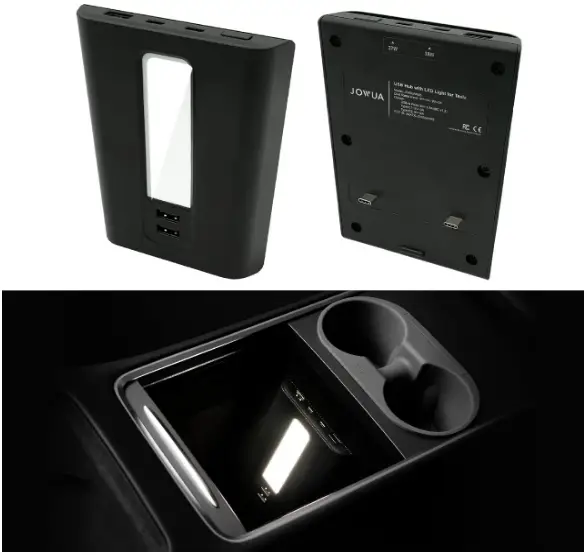 JOWUAHB5 USB Hub with LED Light for Tesla