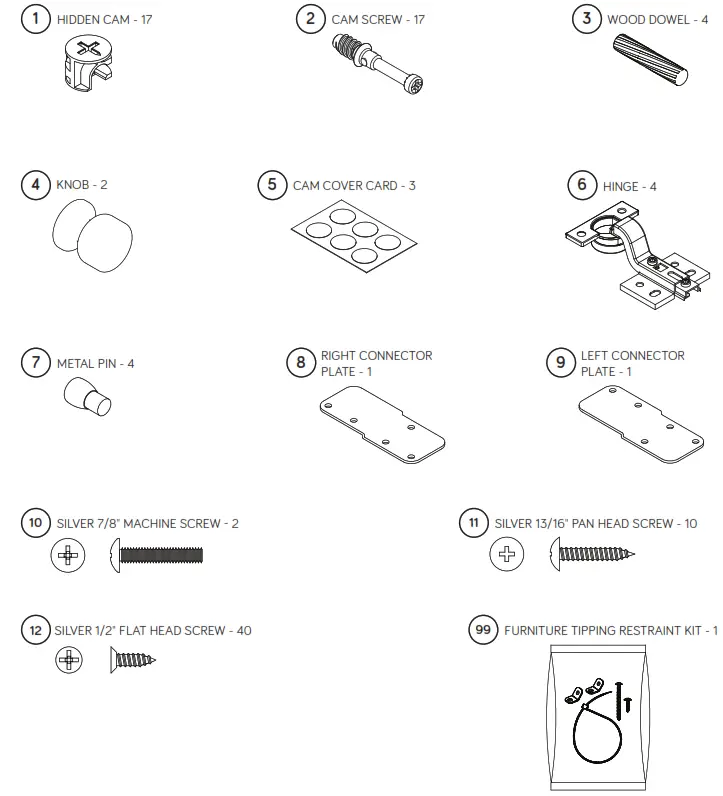 Teknik 5421414 Storage Hutch - part list