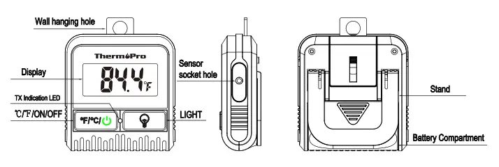 ThermoPro TP806BW Black Thermometer Smoker Grilling - doneness