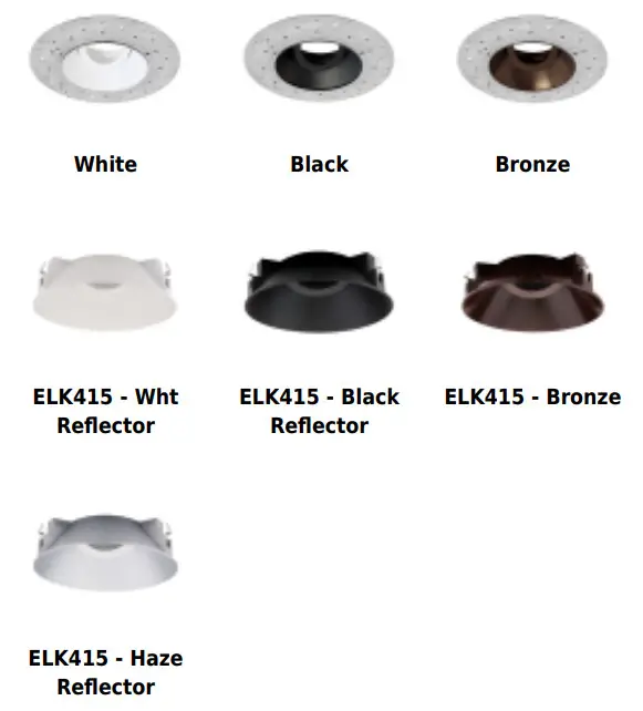 ELCO Lighting ELK430W 4 Inch Pex Round Trimless Adjustable Smooth Reflector Trim - Options