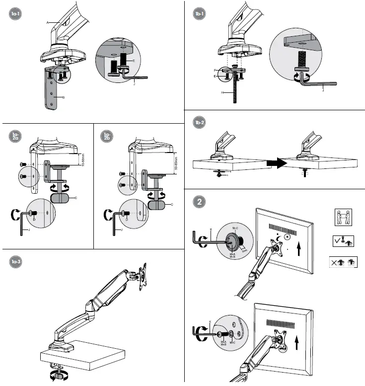 manhattan 462303 Aluminum Gas Spring Single Monitor Desk Mount 2