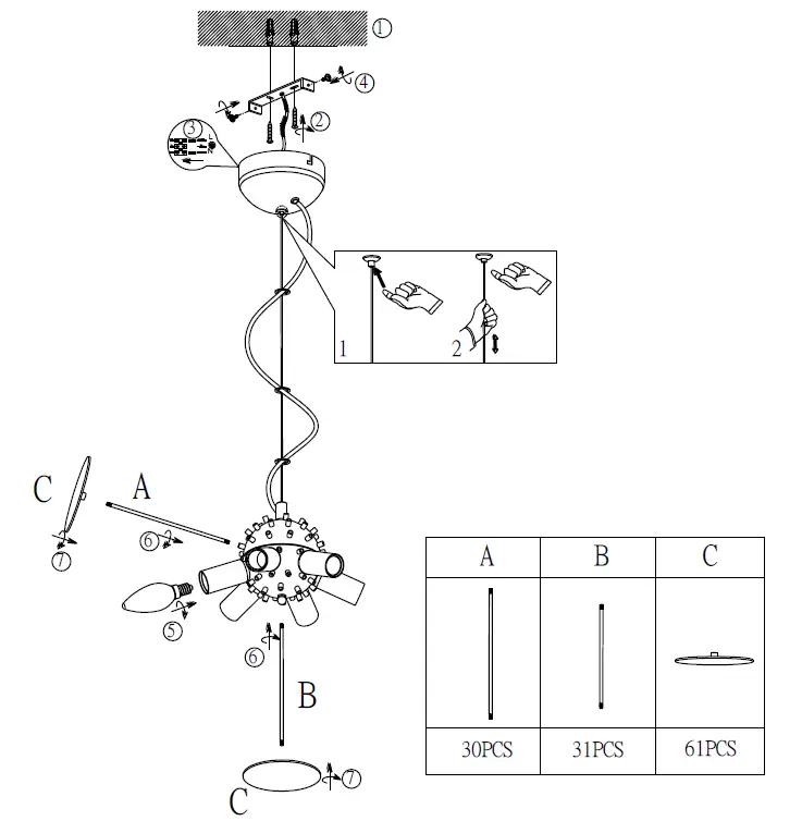 TRIO LIGHTING 309900631 Pendant Light fig 1