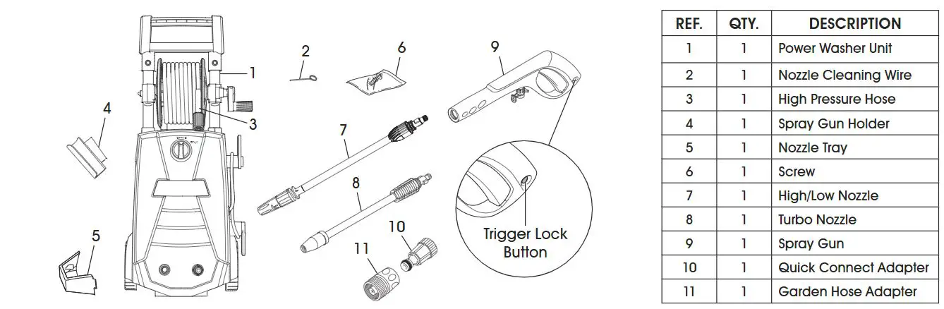 ULINE H-6651 Light Duty Electric Pressure Washer Installation Guide - PARTS