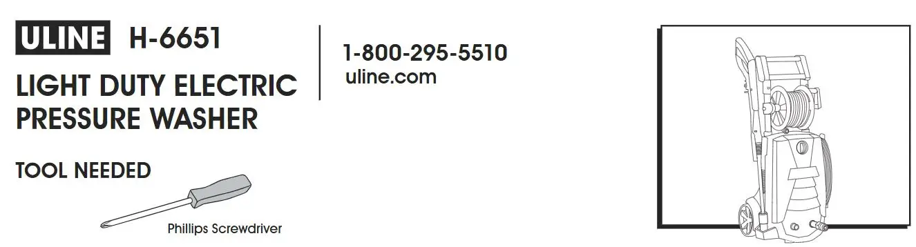 ULINE H-6651 Light Duty Electric Pressure Washer Installation Guide