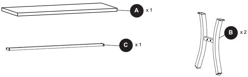allen plus roth FSS60710L Dining Bench 5106725 - PACKAGE CONTENTS