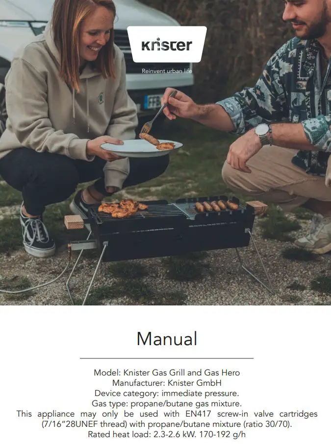 knister EN417 Gas Grill and Gas Hero User Manual