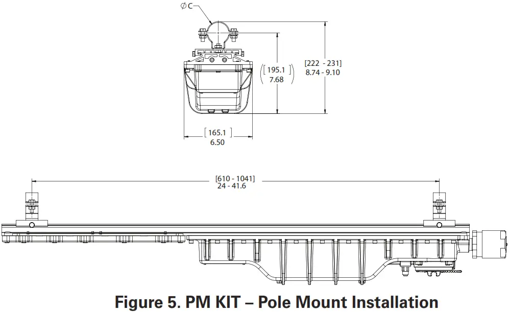 EATON Hazard Gard Linear LED EM XPLA Series LED Fixtures - Pole Mount