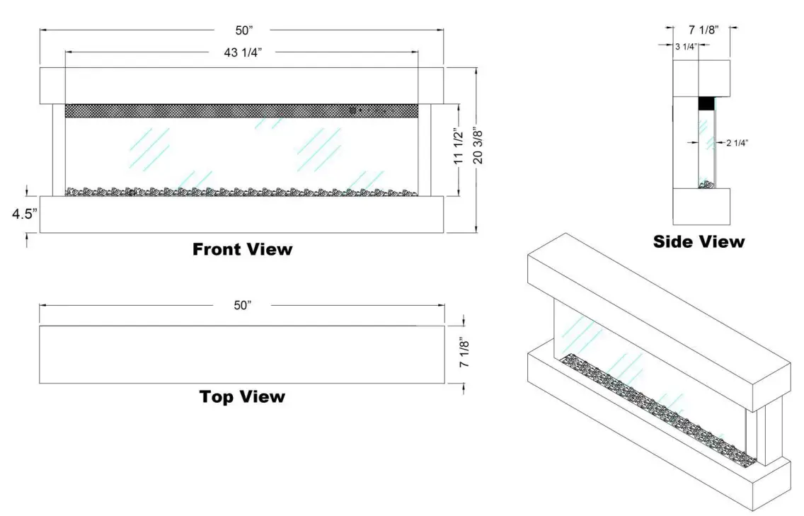 touchstone 80033 Chesmont Series Electric Fireplace- dRAWING