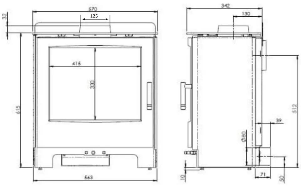 Mendip M00530 00 00 00 02 Woodland DC SE Multi Fuel Wood Burning Stove - DC CONVECTOR