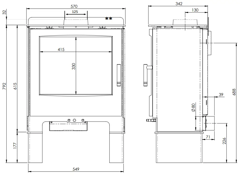 Mendip M00530 00 00 00 02 Woodland DC SE Multi Fuel Wood Burning Stove - DC LOGSTORE