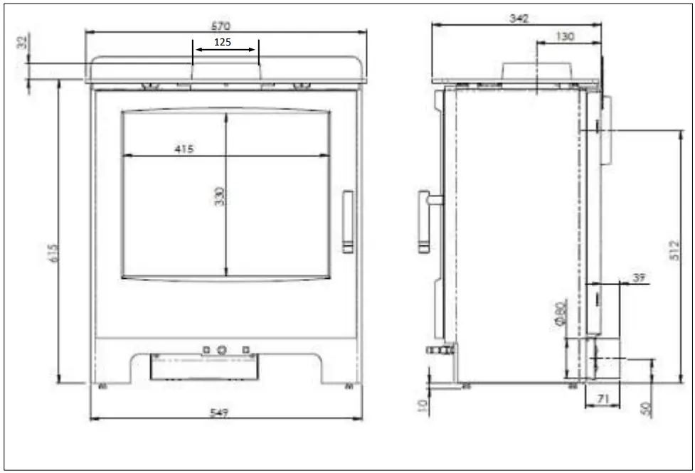 Mendip M00530 00 00 00 02 Woodland DC SE Multi Fuel Wood Burning Stove - DC STOVE