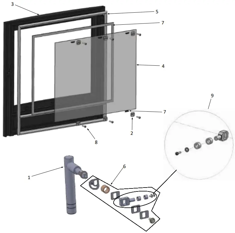 Mendip M00530 00 00 00 02 Woodland DC SE Multi Fuel Wood Burning Stove - DOOR ASSEMBLY