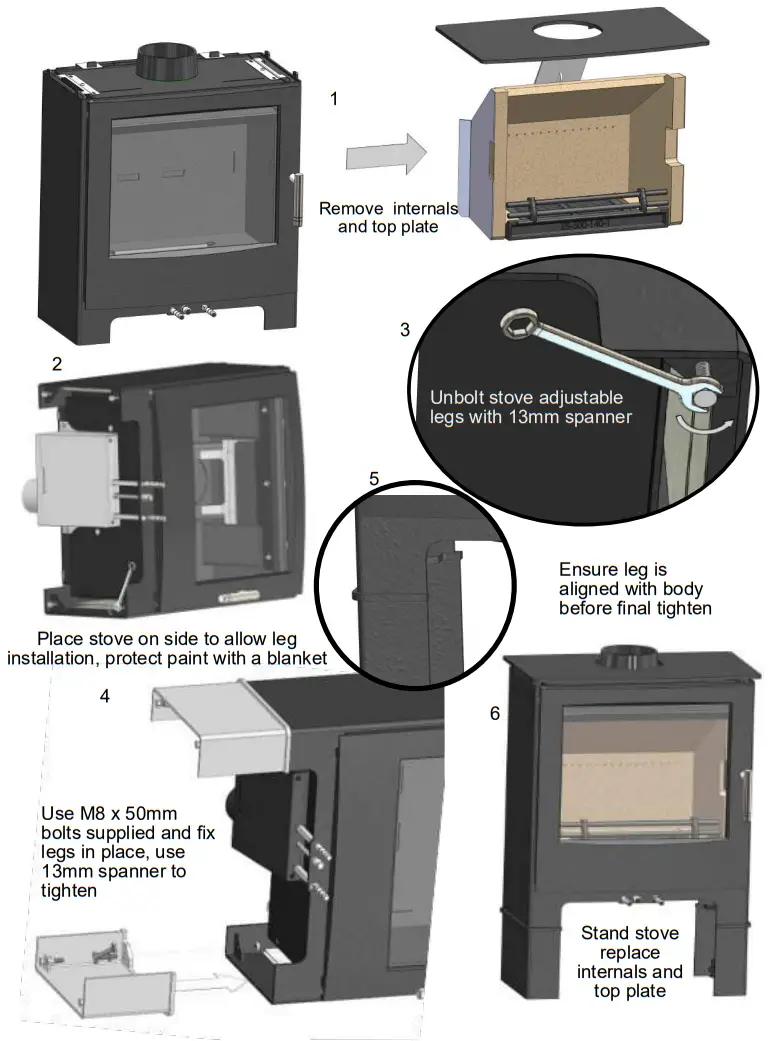 Mendip M00530 00 00 00 02 Woodland DC SE Multi Fuel Wood Burning Stove - LOGSTORE LEGS
