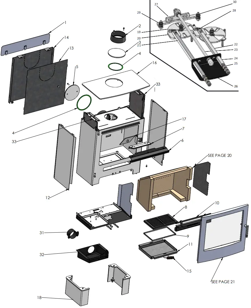 Mendip M00530 00 00 00 02 Woodland DC SE Multi Fuel Wood Burning Stove - STOVE PART NUMBERS