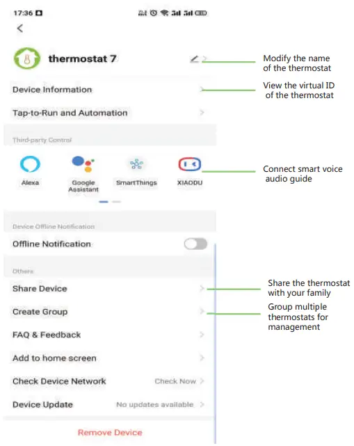 BHT 001Series Round Thermostat - More settings