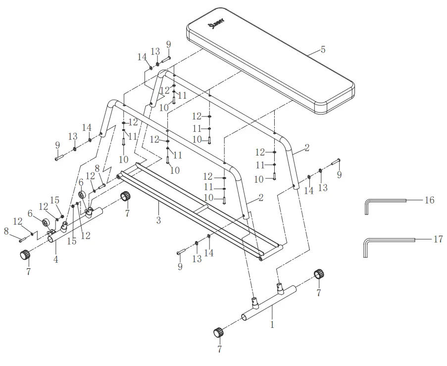 SUNNY Power Zone Strength Flat Bench SF-BH6996-DIAGRAM