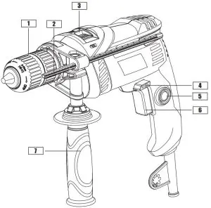 Wickes Hammer Drill 710W PDI710LD - COMPONENT LIST