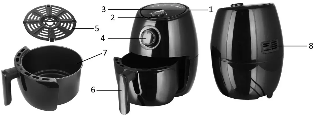 emerio AF 122059 Hot Smart Fryer-PARTS DESCRIPTION