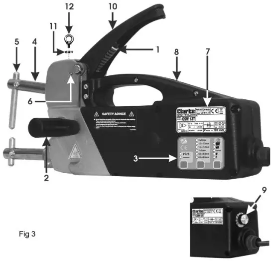 Clarke CSW6T Spot Welder 230v 13kw Mild Steel 2mm+2mm - PARTS IDENTIFICATION