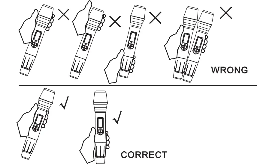 KRIEG KD332 UHF Digital Wireless Microphone User Manual - Handheld Microphone Holding Ways