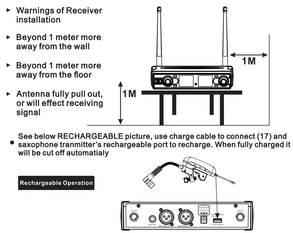 KRIEG KD332 UHF Digital Wireless Microphone User Manual - Rechargeable Operation