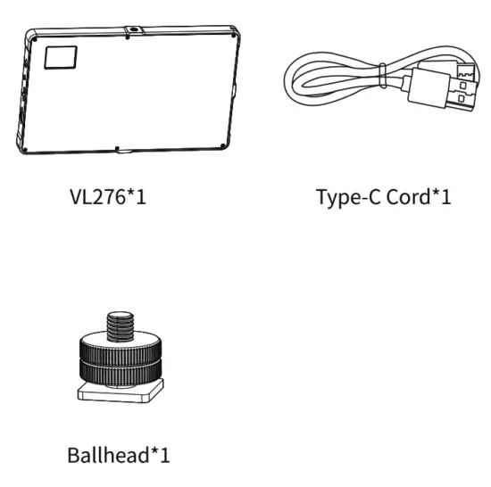 Ulanzi VL200 LED Light - packing list