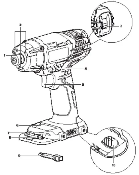 RYOBI R18ID3 18V Impact Driver - Parts