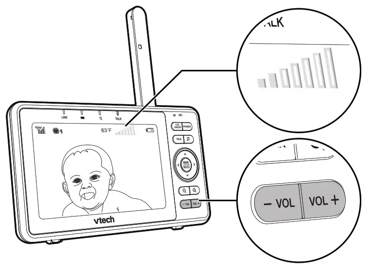 WiFi 1080p Video Monitor -Adjust speaker volume