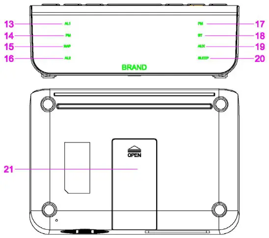 BRAND WS CR312 Bluetooth Speaker Clock Aalrm - Button function description 2
