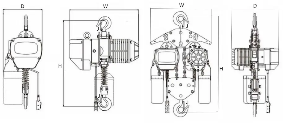 ProWINCH PWR1 1 Ton Electric Chain Hoist 20ft G100 Chain - Specifications