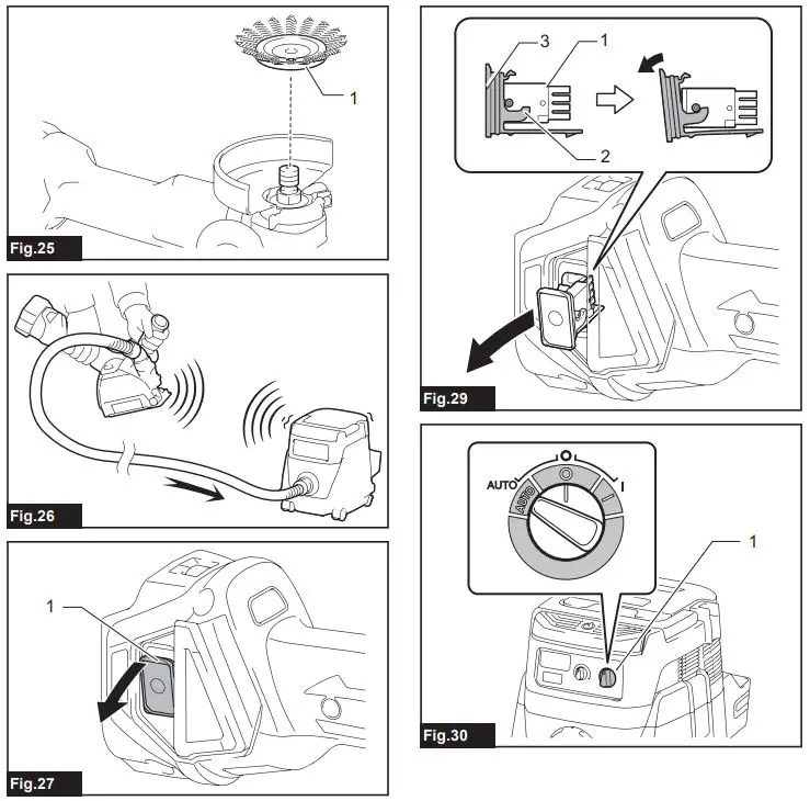 makita DGA411 Cordless Angle Grinder Instruction Manual - Fig 25,30