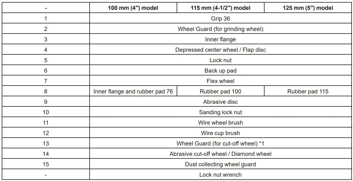 makita DGA411 Cordless Angle Grinder Instruction Manual - OPTIONAL ACCESSORIES
