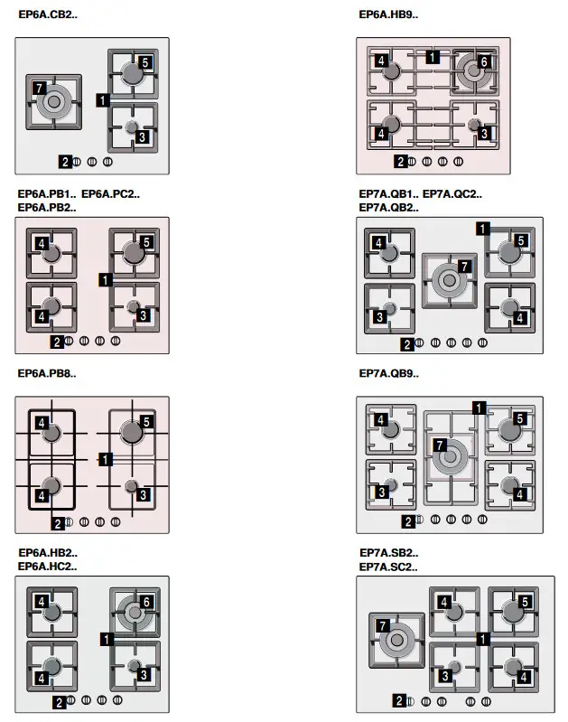 SIEMENS EP6A6HB20 Gas Hob - Diagram
