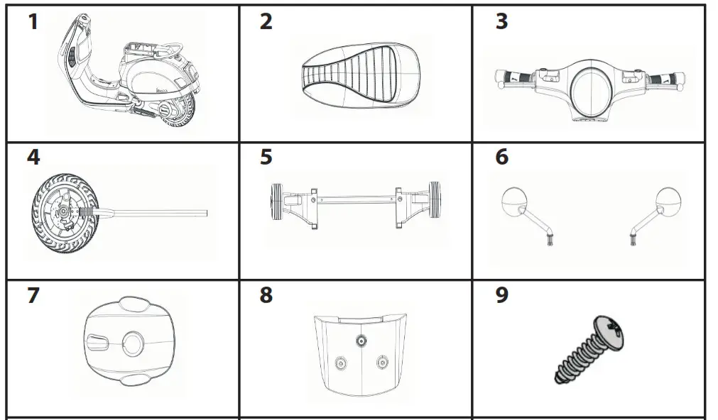 HUFFY Kids Battery 6V Ride-On Vespa Scooter - Parts Assembly 1