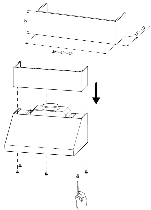 XOGV42S 42 Inch Stainless Steel Ducted Canopy Pro Style Wall Mount Hood 26