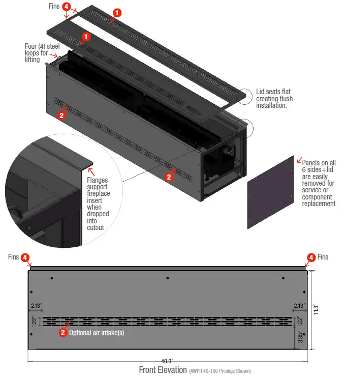 AFIREWATER AWPR Prestige Series 40 Inch Built-In Electric Fireplace Insert 10