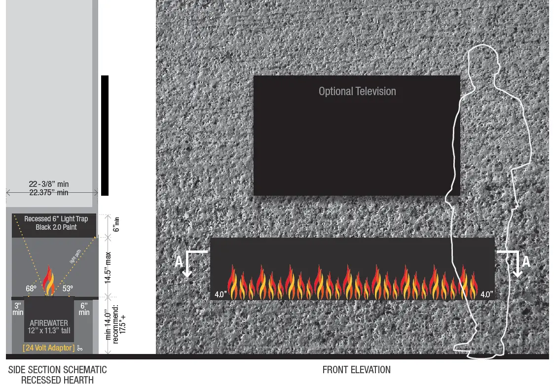 AFIREWATER AWPR Prestige Series 40 Inch Built-In Electric Fireplace Insert 4