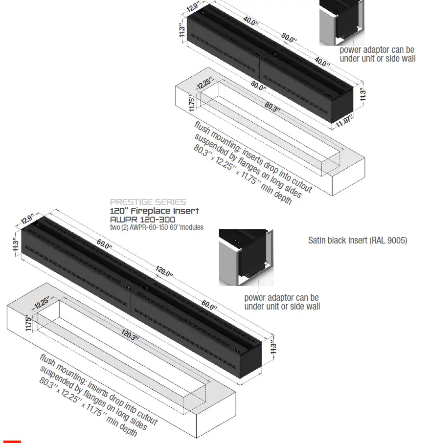 AFIREWATER AWPR Prestige Series 40 Inch Built-In Electric Fireplace Insert 9