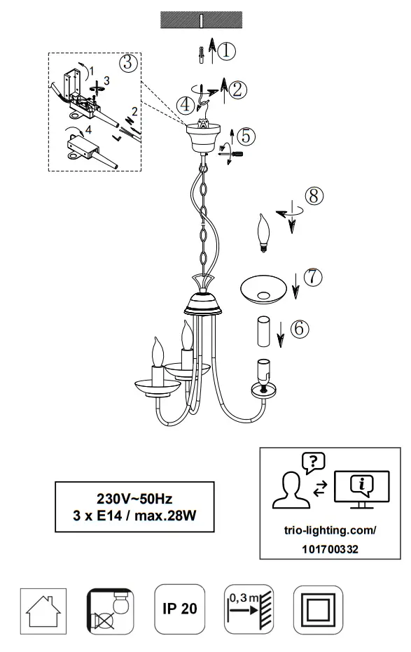 TRIO 101700332 Modern Pendant Lamp