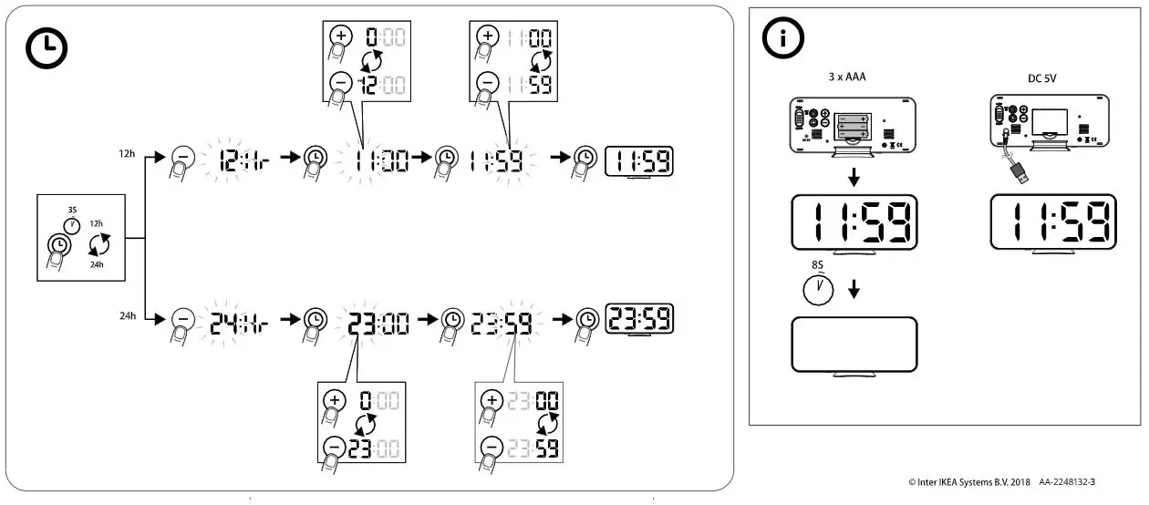 IKEA NOLLNING Clock Thermometer Alarm Instructions - Set timer