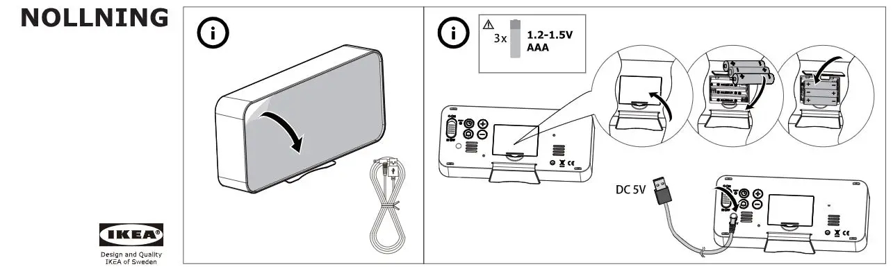 IKEA NOLLNING Clock Thermometer Alarm Instructions