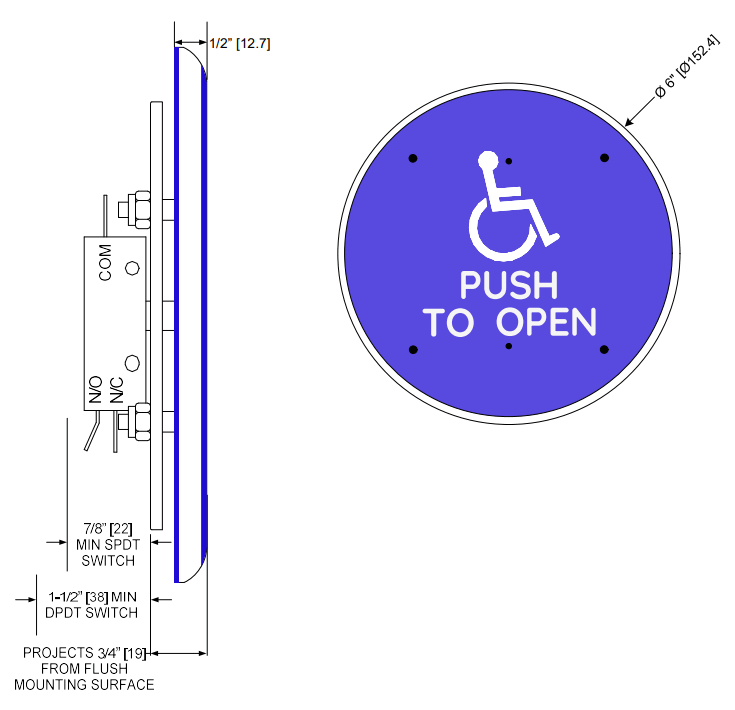 SDC 484A6RPH Hdpe Round Push Plate Switch -