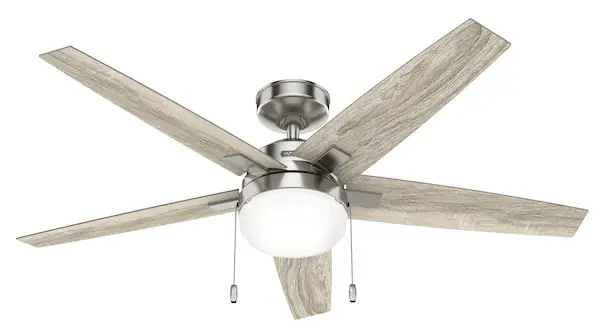 Hunter 51754 Khamsin 52-in Brushed Nickel LED Indoor Ceiling Fan