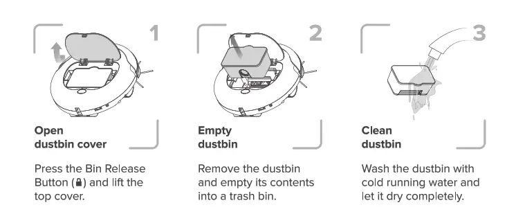 Kobot Slim Series Robot Vacuum RV351 - Cleaning the dustbin