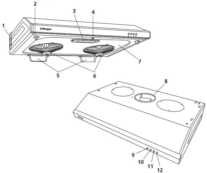 Morgan MCH NC276 DM Range Hood - PARTS AND FEATURES
