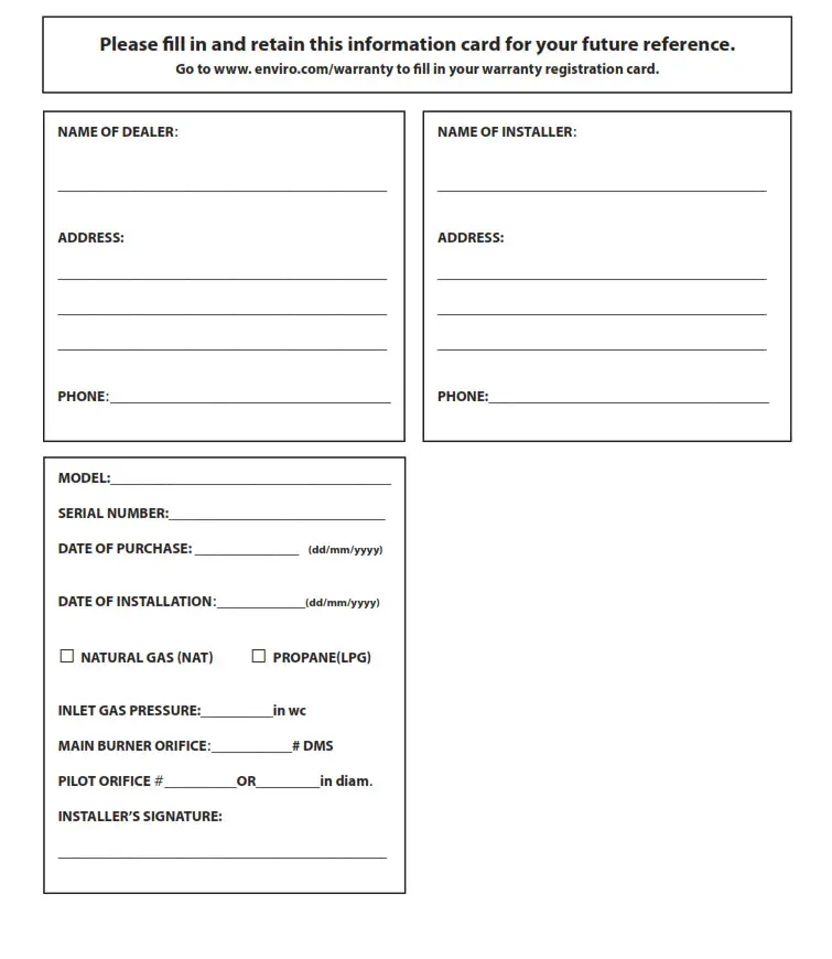 Urbana U30-U50-U70 Luxury Gas Fireplace - Installation Reference Guide