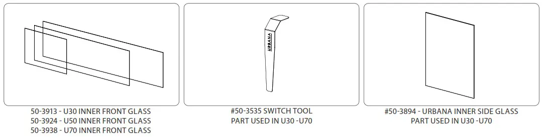 Urbana U30-U50-U70 Luxury Gas Fireplace - Parts List 1